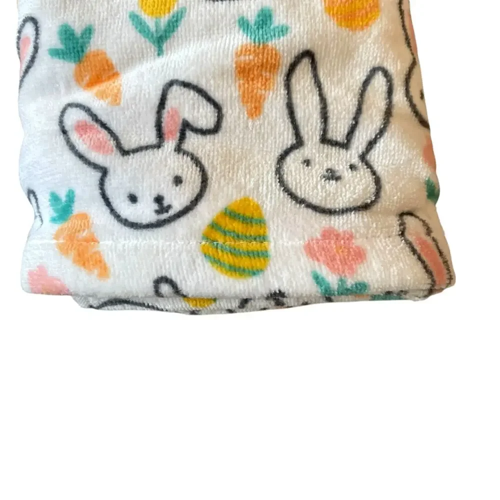 Set of 2 Casaba Easter Bath Hand Towels Multicolor  Bunnies Carrots Eggs New